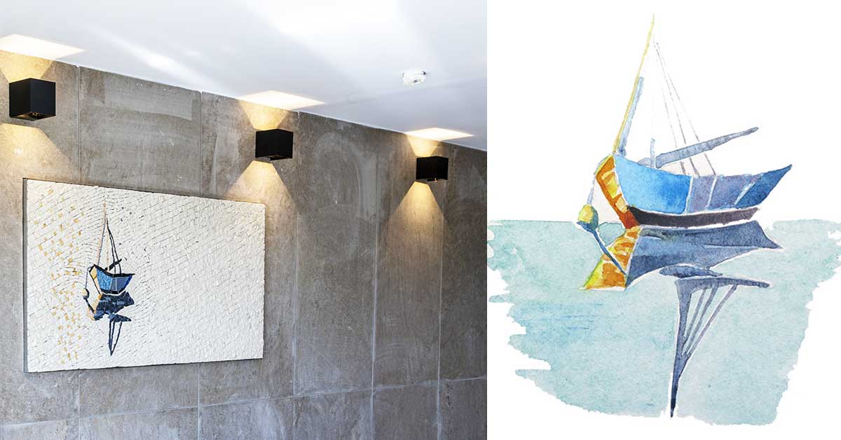 Décoration hall de résidence en mosaique