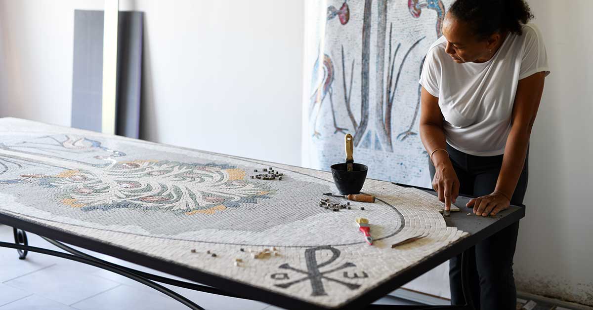 Table en mosaique pour pool house