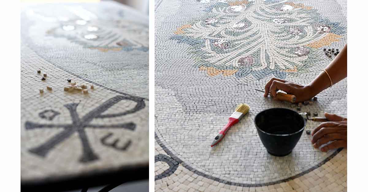 Table en mosaique pour pool house