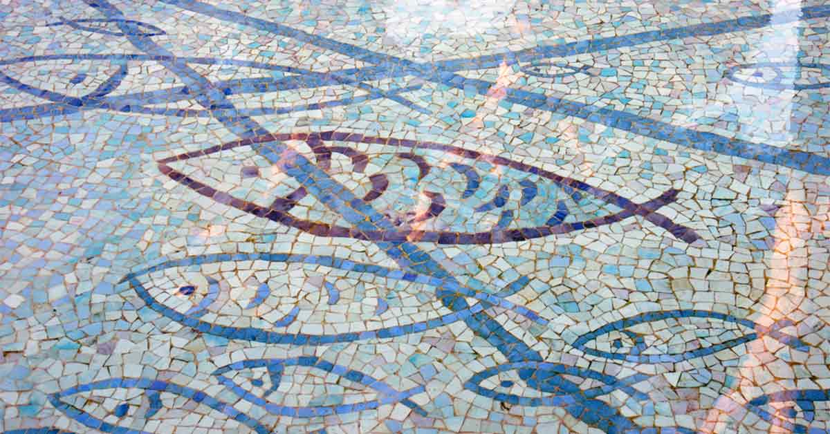 bassin décoratif en mosaique